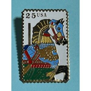 USPS Carousel ,Painted Art Deco pony Stamp Pin